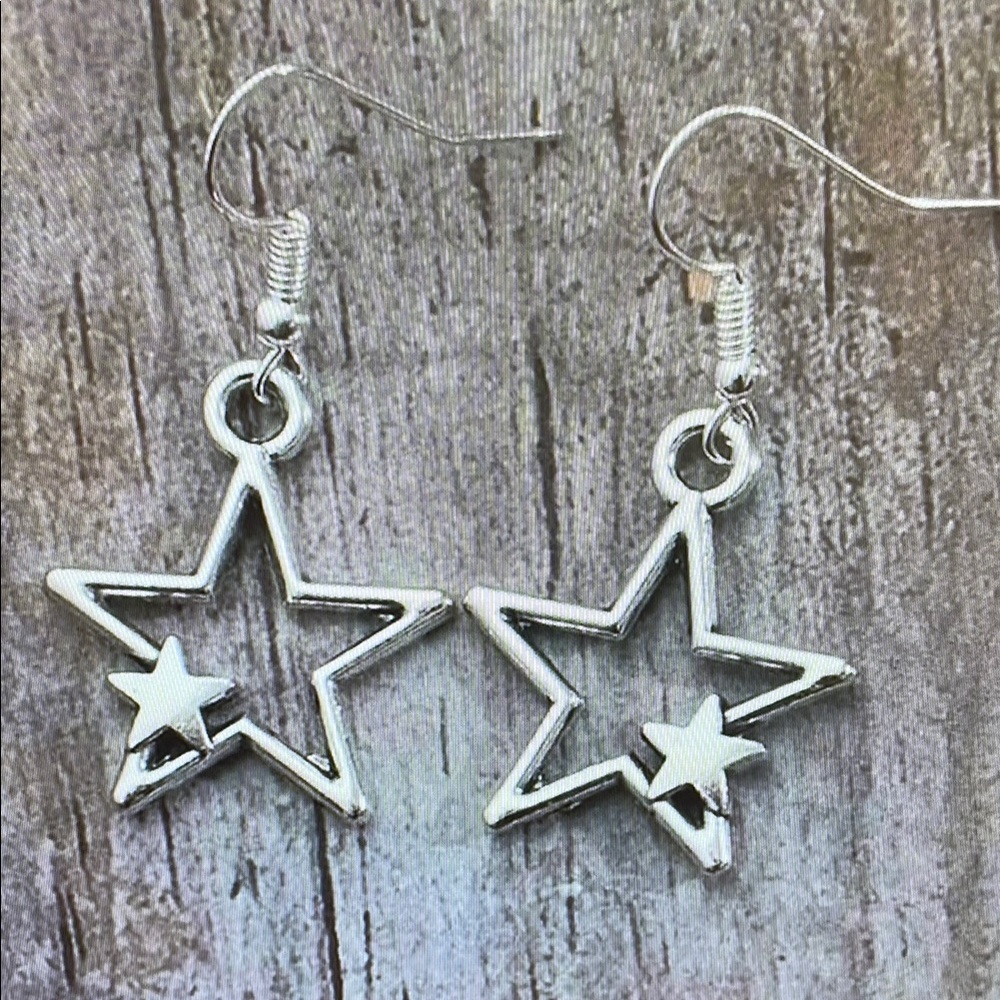Silver Star Dangle Earrings